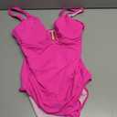 Women's One Piece Swimsuit Crew Neck Solid with Removable Pads, Dressy Spaghetti Straps Push-Up Open Back Slimming Bathing Suit, Hot Pink Medium