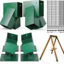 Swing Bracket Kit, Stainless Steel 2-Pack A Frame Swing Brackets and 4-Pack Adjustable Swing Set Brackets,for Outdoor & Backyard (Green)