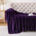 Deep Purple Throw Blanket for Couch Sofa 90x90 inches Striped Design | Fleece Blankets Room Home Decor Lightweight Plush Soft Cozy Gifts for Women Mom