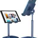 LISEN Cell Phone Stand,Angle Height Adjustable Stable Cell Phone Stand for Desk,Sturdy Aluminum Metal Phone Holder (Blue)