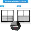 NeatiEase 2 Pack Shed Windows with Black Frame, 24 x 24 Flush Mount Small Window with Tempered Glass and Fiberglass Screen for Shed, Chicken Coop, Playhouse, Household, Garage