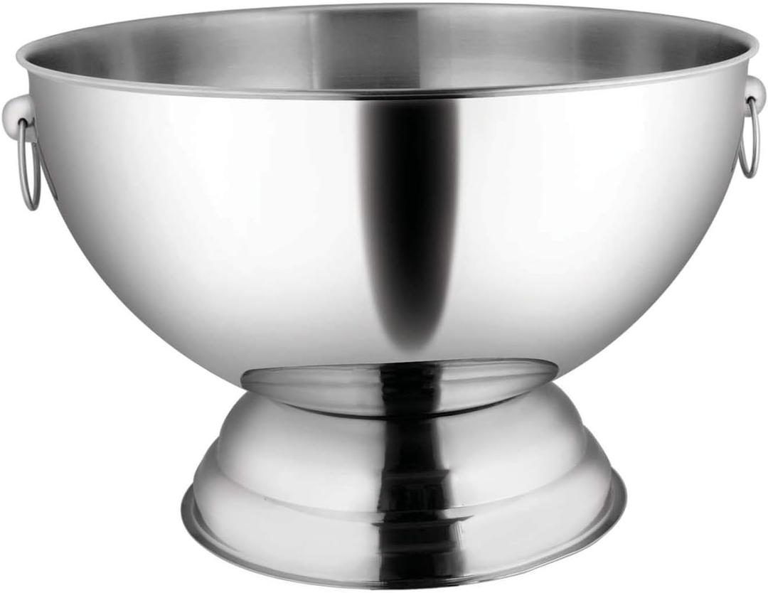Winco SPB-35 Stainless Steel Punch Bowl with Handles, 3.5-Gallon, Medium