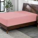 100% Combed Cotton Prewashed Jersey Knit Fitted Sheet only - Snug Fit, Stay in Place - Fits Mattresses Up to 14" Deep Pocket - Ultra Soft, Wrinkle & Fade Free - Comfy Fitted Sheet Twin Pink