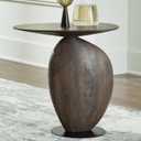 Signature Design by Ashley Cormmet Industrial Accent Table with Metal Base, Dark Brown & Black, 19.88" W X 13" D X 21" H
