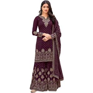 Heni Fashion Indian/Pakisatni Party/Wedding Wear Readymade Sharara Salwar Kameez/Salwar Suit for Women (Large, Purple)