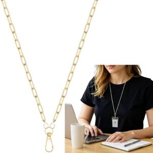 1Pc Gold Chain Necklace Lanyards for ID Badges Stylish Key Lanyard for Women Lanyards for Badge Holder Ornaments Convenient to Carry Easy to Use,Identification Badges and Supplies