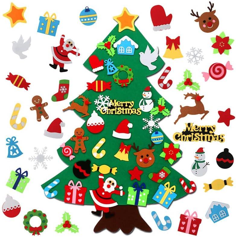 CASA CLAUSI Felt Christmas Tree for Kids Christmas Decorations Xmas Gifts Home Door Hanging Decor Party Supplies Ideas Kids DIY 3.2ft 33 Pcs