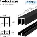 2 Sets 48" Metal Cabinet Sliding Door Track Kit for 1/4" Panels, Aluminum Track Set for Cabinet Closet Glass Window Doors, Smooth & Quiet Sliding System(Black)