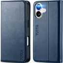 TUCCH Case Wallet for iPhone 17 (6.3-Inch) 2025, 3 Card Slots | Kickstand | RFID Blocking | PU Leather | Protective Flip Folio Cover | TPU Shockproof Interior Shell | Deep Blue