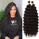 Eerya Long Curly Braiding Hair 18 Inch 2 Packs Deep Ocean Wave Crochet Hair for Black Women Deep Wave Braiding Hair for Boho Braids