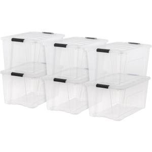 IRIS USA 6-Pack 72 Quart Storage Bins with Lids, Clear
Transparent design makes contents easy to find. Perfect for moving, blankets, clothing, and garage storage. Nestable design