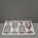 Tebery 4 Pack Pink Glass Wine Goblet Vintage, 10oz Colored Beverage Stemmed Glass Cups, Embossed Glassware Set for Water, Juice, Wine,Beer and Cocktails