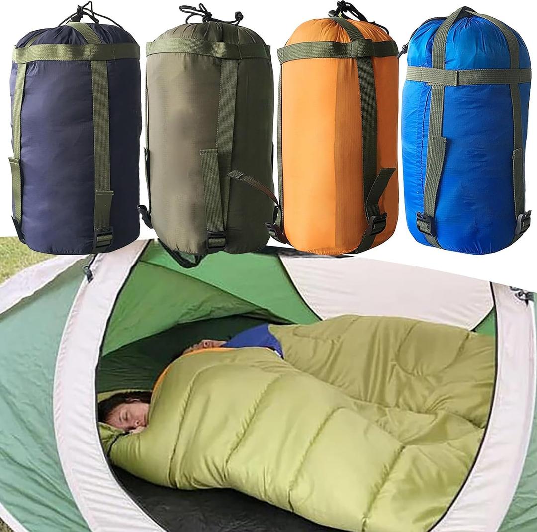 Compression Sack for Sleeping Bag, Sleeping Bag Stuff Sack Large Capacity Sleeping Bag Compression Sack Nylon Sleeping Bag Storage Sack Camping Essentials Stuff Sacks for Backpacking (Green)