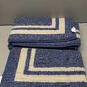 COSY HOMEER Kitchen Rugs Non-Slip 20x30/20x48 Inch Thick Polypropylene Standing Mat for Home Machine Washable, Bule Frame (Blue White)