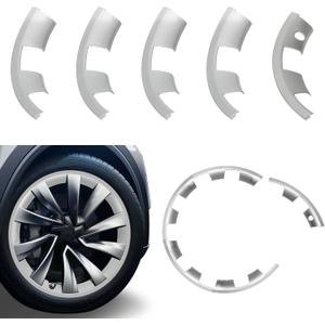 Multi-Piece Wheel Covers for 2025 2026 Tesla Model Y Juniper, 20" ABS Hubcaps for Model Y Juniper Accessories, Easy Clip-On Installation, Front and Rear Wheel Covers Set (Sliver)