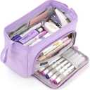 HVOMO Pencil Case Large Capacity Pencil Pouch Handheld Pen Bag Cosmetic Gift for Office School Teen Girl Boy Men Women Adult
(Purple)