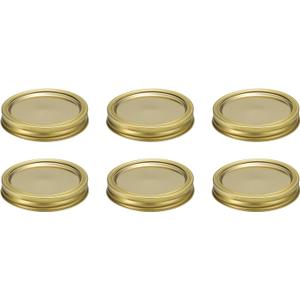 uxcell 6 Set Wide Mouth Canning Lids and Rings, Mason Jar Lids with Silicone Seals Rings, Leak Proof Canning Jar Caps for Mason Jar Golden