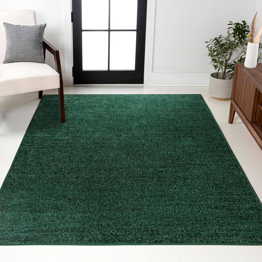 JONATHAN Y Haze Solid Low-Pile Emerald Indoor Area Rug 3x5, Coastal,Bohemian,Minimalist,Classic, Easy-Cleaning for Living Room,Bedroom,Kitchen,Pet Friendly,Non-Shedding (SEU100L-3), 2'11" x 5'