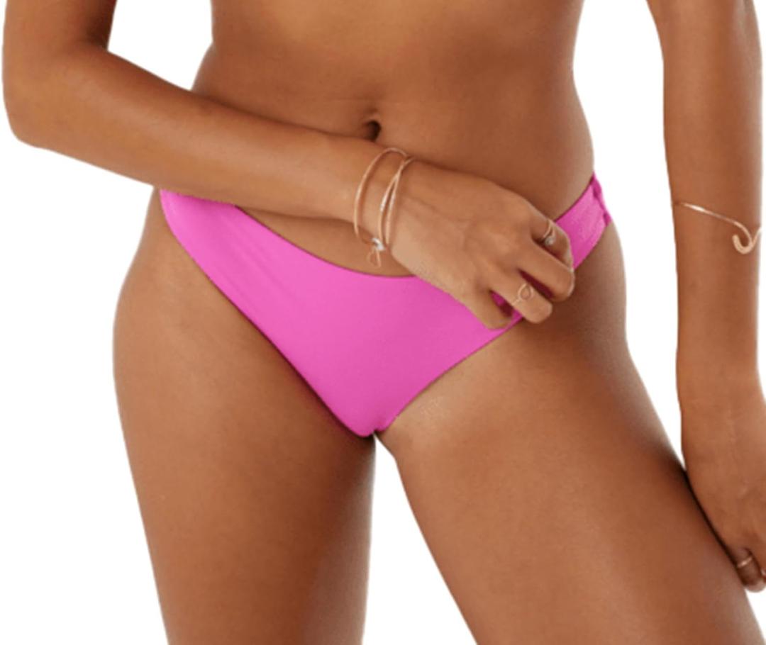 Roxy Women's Standard Bikini UPF 50+, Quick-Dry, Stretch Fabric, Swimsuit Cheeky Bottoms, Surf, Beachwear (Large, Pink)
