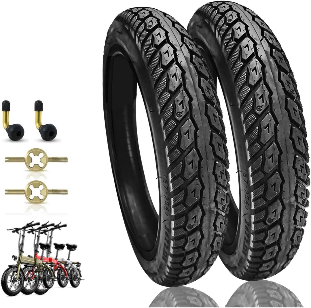 2 Pack Electric Bike 14 Inch Tire 14x2.125(57-254) Explosion-Proof Bicycle Tire Tubeless Puncture Resistant Ebike Tire Suitable for E Bikes for Men, Kids, 44-55 PSI