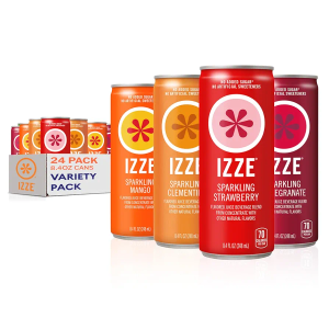 IZZE Sparkling Water Juice Beverage Blend, Dawn Variety Pack, Mango, Clementine, Strawberry, Pomegranate, No Sugar Added, 8.4 FL OZ, 24 Cans (Best by: 9/2/2025)