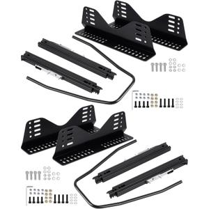 Set of 2 Universal Racing Seat Mounting Assembly Kit - Side Mount Brackets with Seat Slider - Compatible with NRG, Sparco, and Most Aftermarket Seats