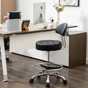 FIRAVOE Stool for Work (Adjustable Height 20-27 inch) (Quiet Wheels and Aluminum Base) Vanity Stool for Makeup Room (Black) (No Back & Footrest)