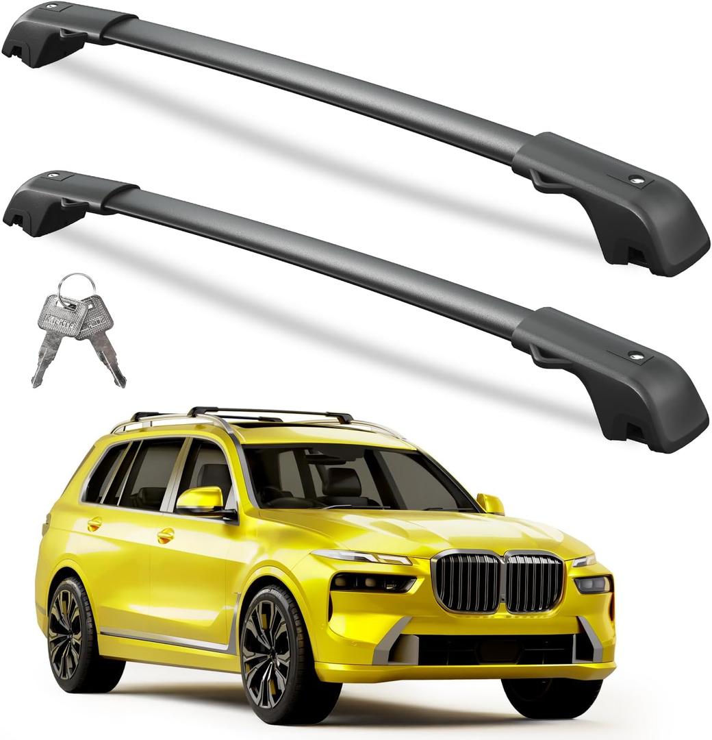 Wonderdriver 300lbs Roof Rack Cross Bars Compatible with BMW X7 G07 2019-2026 with Raised Side Rails, Heavy Duty Aluminum Lockable Roof Rails Crossbars Cargo