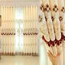 Amidoudou 1 Pair European Luxury Embroidered Curtains for Living Room Bedroom (Yellow,63x84 Inch)