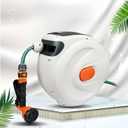 Wall Hanging/Portable Garden Hose Reel (99.8 ft (30 m) High Pressure Car Wash, Car Wash, Garden Watering, Pet Bath, Automatic Winding, Multi-functional Nozzle, Water Hose Reel, 180°