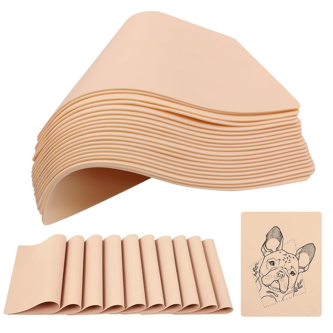 Blank Tattoo Practice Skin - Jconly 30Pcs Double Sides Fake Skin Tattoo Skin for Practicing, 86 in Soft Practice Skin for Beginners and Experienced Tattoo Artists