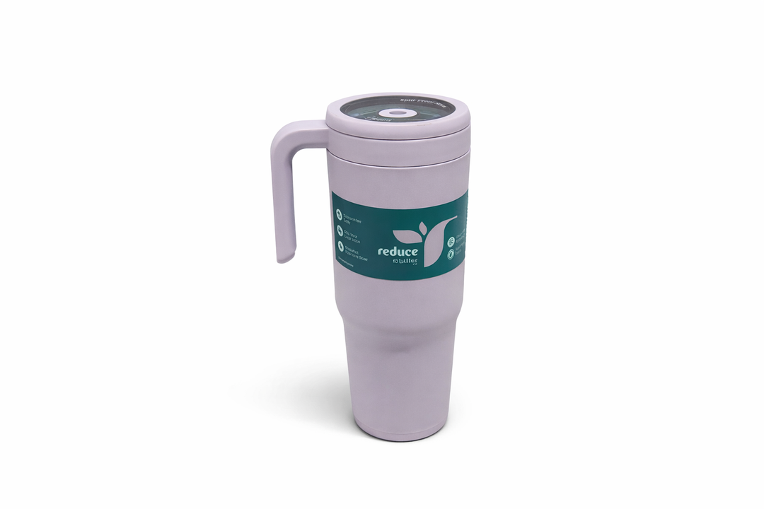 REDUCE Stainless Steel Tumbler with Handle - Dual-Wall Vacuum Insulated Travel Mug, Sweat-Proof Lid & Reusable Straw - Keeps Drinks Cold for 24 Hrs, Fits Cupholders, Dishwasher Safe