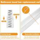 Showingo 24 Inch Clear Replacement Bathroom Towel Bar with Adjustable Spring Loaded Ends Sturdy Plastic Wall Mount for Bathroom and Kitchen Towel Storage- Replacement Towel Bar for Ceramic Holder