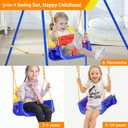 FUNLIO Toddler Swing with Foldable Metal Stand for Toddlers Aged 1~10 Years, 3-in-1 Baby Swing Set with 4 Sandbags for Backyard/Indoor/Outdoor Play, Easy to Assemble & Store