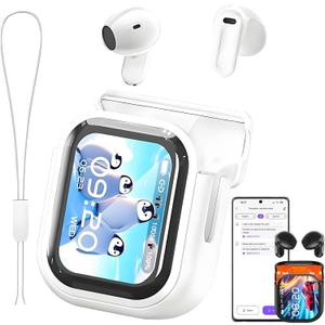 NE20 AI Translation Earbuds Real Time Wireless Bluetooth 6.0 AI Headphones LCD Touch Screen Support 148 Languages Translation Real Time Translator Earbuds Support Playing Music (White)