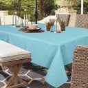 Outdoor Tablecloth Wrinkle-Free Stain Resistant Waterproof Polyester Fabric Table Cover with Zipper Umbrella Hole for Picnic/Party/Dinner/Patio Garden(6084inch,Zippered,Aqua Blue)