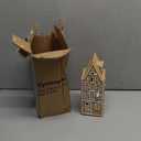 Cynkeyee Gingerbread Christmas Decorations Collectible Figurines - Resin Christmas Gingerbread House with Led Light Xmas Village Home Decor Gifts for Women Party Decorations 3.5x3.25x9 Inch (Beige-brown)