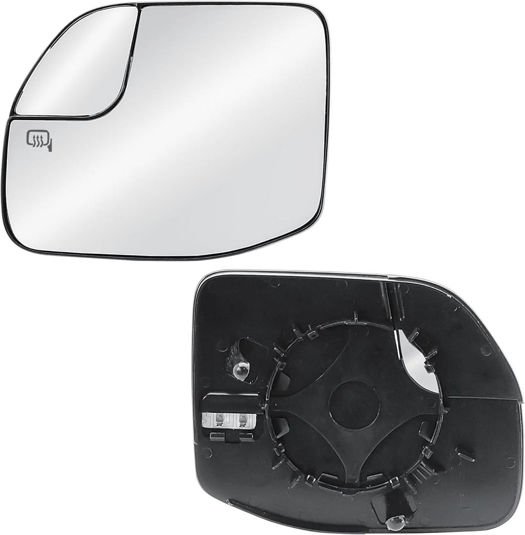 Replacement Driver Left Side Door Mirror Glass Heated with Back Plate and Blind Spot Glass for 2022-2025 Ford Maverick Bronco Sport