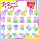 24 Packs Valentines Day 6-Design Gift Pop Bubble Keychains, Mini Colored Pop, Multi-Shape Stress Relief Fidget Toys for Kids Valentine's Party Favors and Classroom Gift Exchange