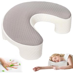Ancaixin Side Sleeper Pillow for Adults, Ergonomic Memory Foam Shoulder Pillow with Arm Hole for Cervical, Neck, Rotator Cuff & Shoulder Pain Relief, Knee Pillows Ideal for Left & Right Side Sleeper (Gray)