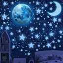 Glow in The Dark Stars for Ceiling - 1050 Pcs with Bonus Constellation E-Book & Moons | Glow in The Dark Stickers for Kids Room Decor Ceiling Stars (Blue) | LUMOSX