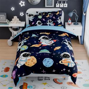 SANDJEST Astronaut Bedding Sets for Boys, Ultra Soft Microfiber Comforter Set with 3-Pieces, Comforters Sets for Kids Children Boy Bedroom Decor, Twin