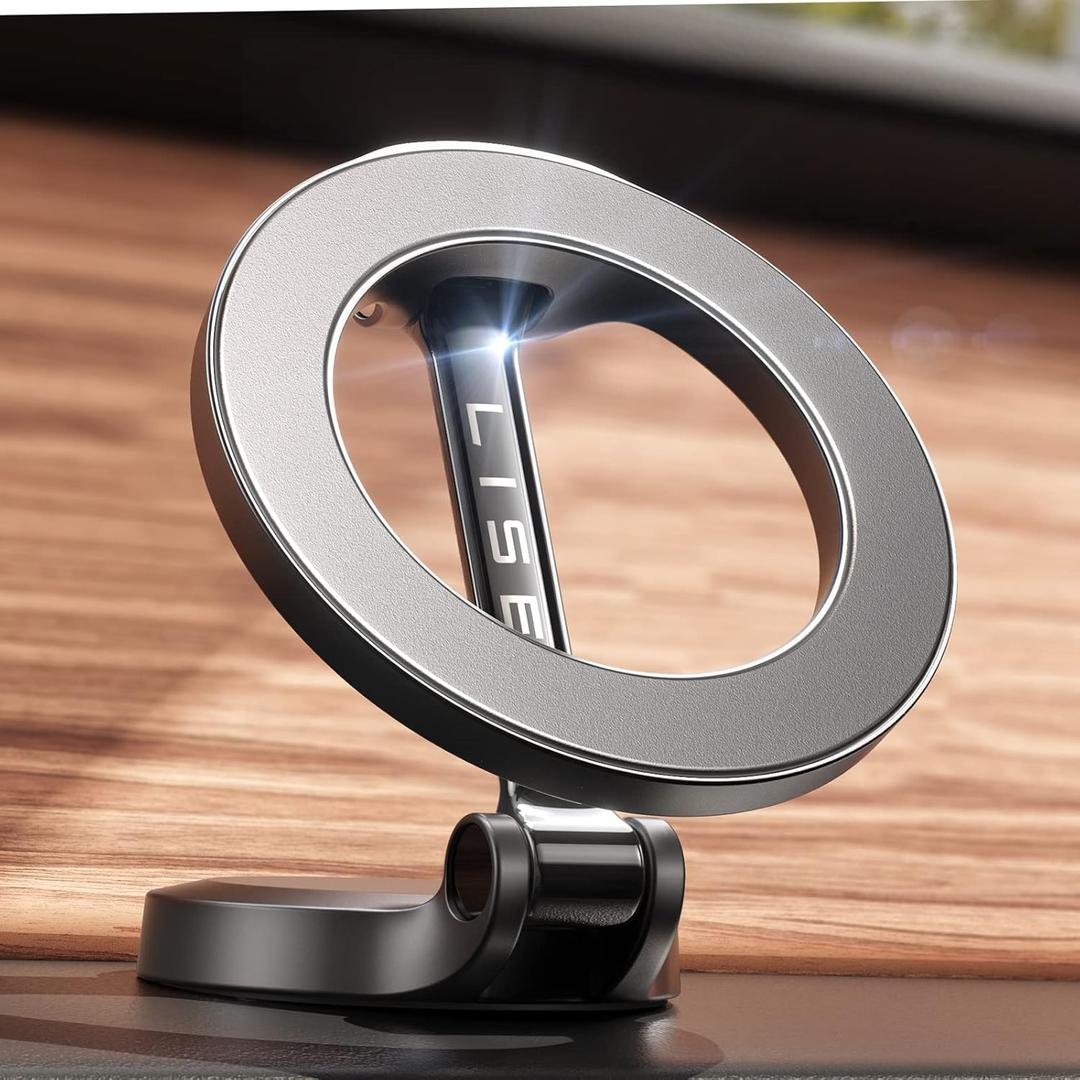 LISEN Ultra Magnetic Car Phone Holder, for MagSafe Car Mount, Car Accessories for iPhone, MagSafe Car Mount Magnet Phone Holder for Car, Fit for iPhone 16, 15, 14, 13, Series and MagSafe Case, Black (Bronze)