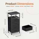 OLIXIS Nightstand with Charging Station, 4 Fabric Drawers Bedside Table, 15.7"Dx11.8"Wx33.6"H