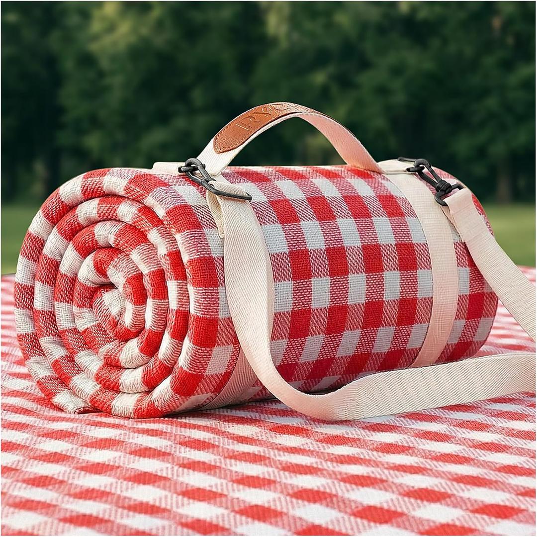 Waterproof Picnic Blanket Outdoor Girlfriend Gf Gifts for Women Sweetest Day Boyfriend 1 First Anniversary Meaningful Cute Romantic Xmas First Valentines Men Him Bf (80''*80'', Plaid Red)