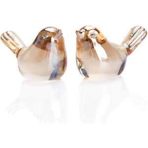 Small Bird Figurines Home Decor Glass Crystal Bird Statue Modern Style Decorative Ornaments for Living Room, Bedroom, Farmhouse, Office Desktop, Book Shelf, Coffee Table, Cabinets (Gold)