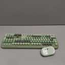 2.4G Wireless Keyboard and Mouse Combo Aesthetic Typewriter Style Membrane Silent 105-Key Full Size Colorful Retro Round Keycaps Ergonomic for Win/Mac/Office/Gaming, AA/AAA Batteries, Green