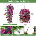 INQCMY Artificial Flowers for Outdoor Spring Summer Decoration Faux Silk Morning Glory Fake Hanging Flowers UV Resistant Look Real for Home Porch (3Pcs Fuchsia&Purple +1 Basket)