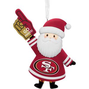 Hallmark NFL San Francisco 49ers Santa Fan Christmas Ornament, Gifts for Sports Fans