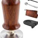 NEOUZA 51mm Calibrated Espresso Tamper,Coffee Tamper with Wooden Handle and Spring Loaded Flat,Stainless Steel Base (51mm)